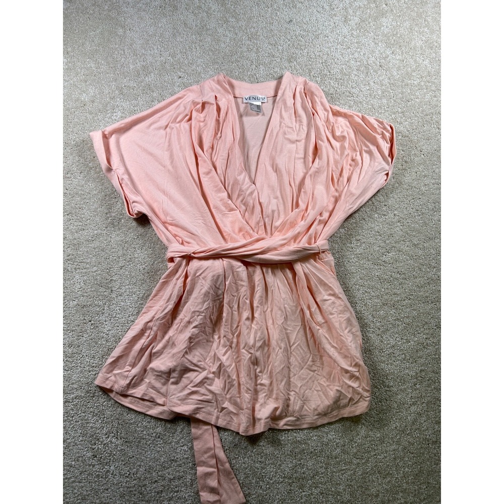Venus Womens‎ Size 8 Peach Wrap Babydoll Short Sleeve Blouse Tie In The Back